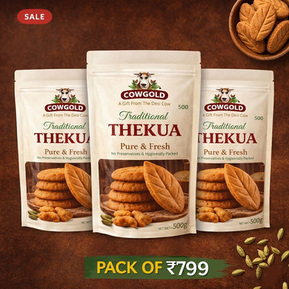 COWGOLD Traditional Thekua - Pack of 3 (250g each) | Pure & Fresh Desi Snack